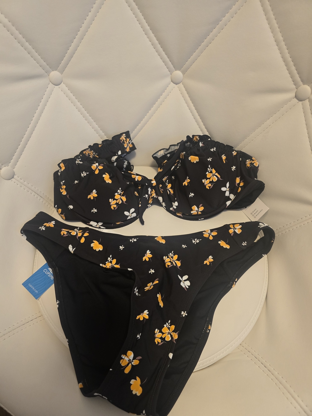 Cupshe Black Floral Bikini Set